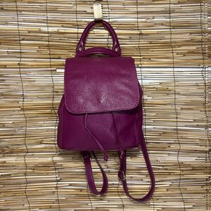 Vera Pelle Magenta Leather Mini Backpack